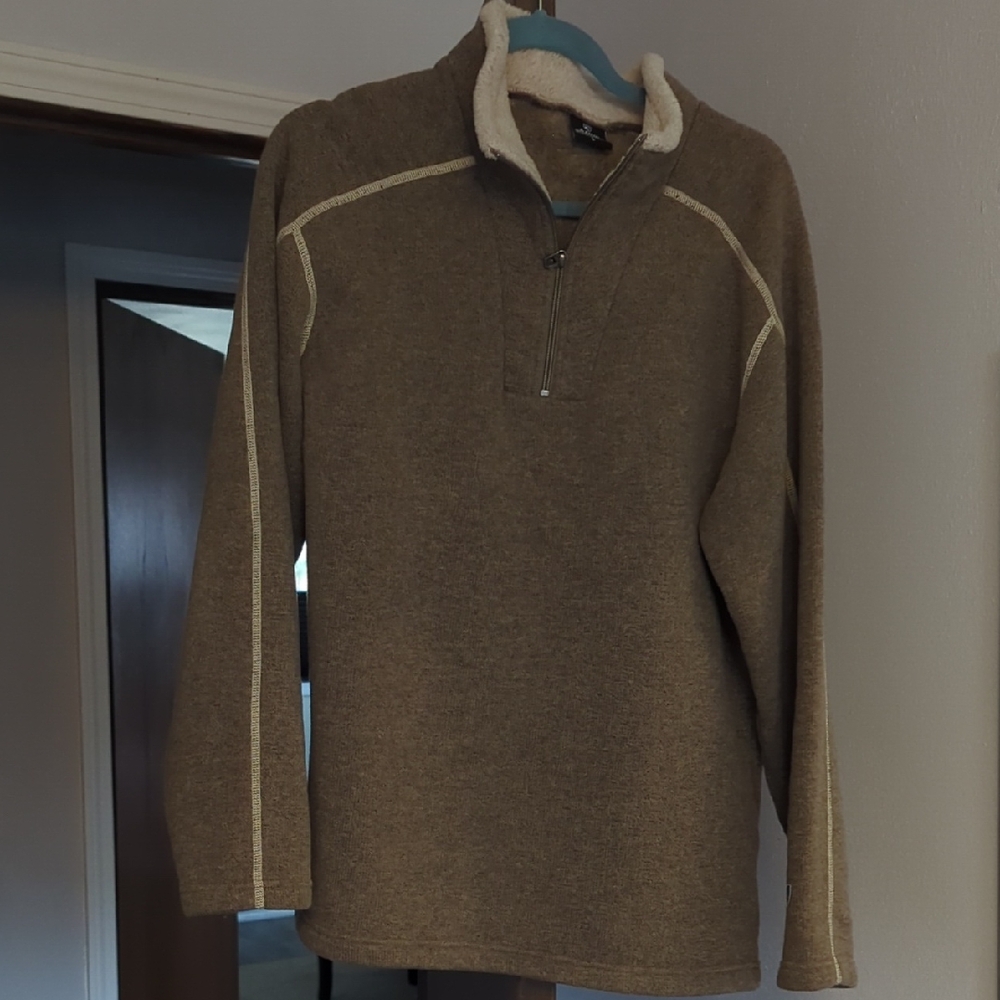 Men's Quarter-Zip Fleece Pullover Sweater - Brown